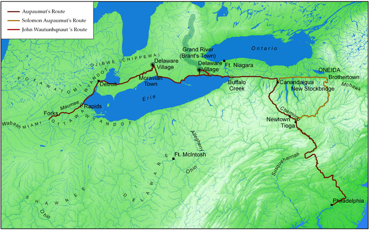 Ohio Valley: Aupaumut's Travels Map